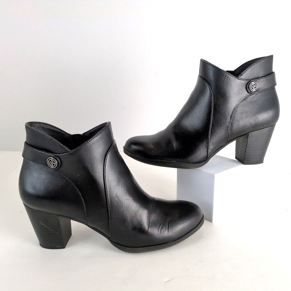 Giani Bernini Abalina Women's 8 Black Faux Leather Ankle Boot Bootie Memory Foam
